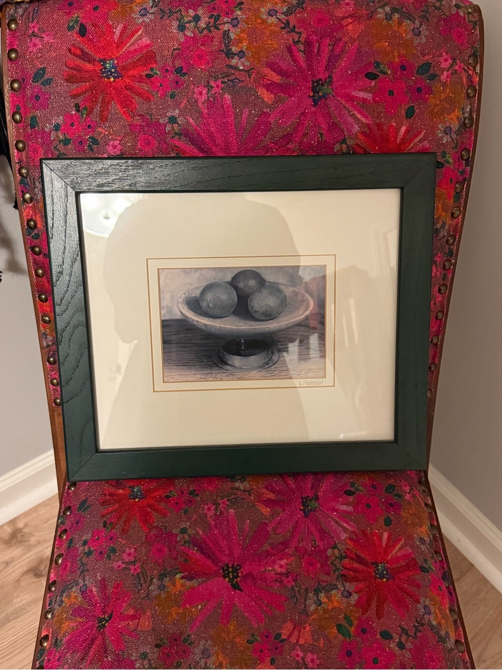 Framed Still Life Lemons 🍋 Wall Art - Green Frame 🖼️ with Cream Mat